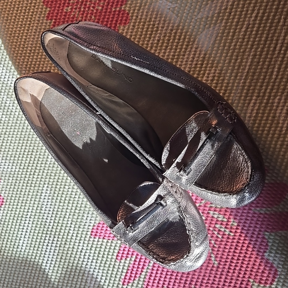 Pewter metallic dress flats